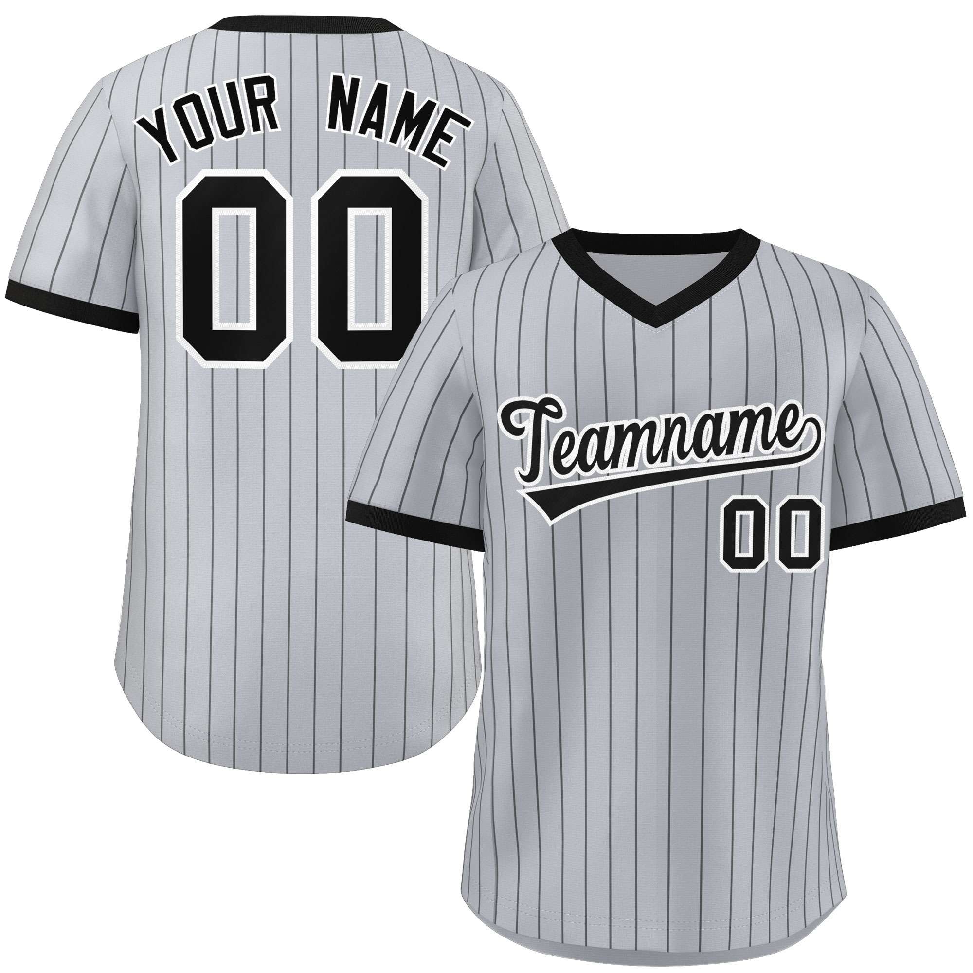 Custom Gray Black Stripe Fashion Authentic Pullover Baseball Jersey