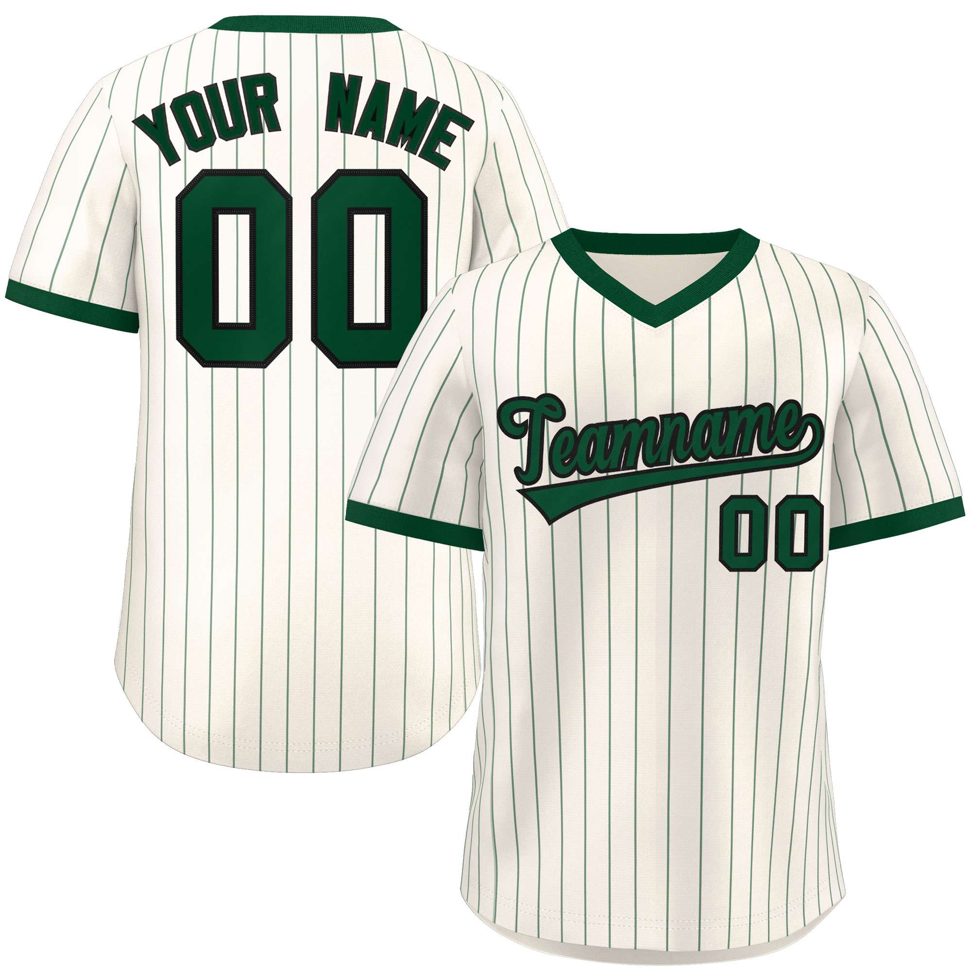 Custom Cream Green Stripe Fashion Authentic Pullover Baseball Jersey