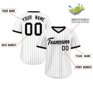 Custom White Black Stripe Fashion Authentic Pullover Baseball Jersey