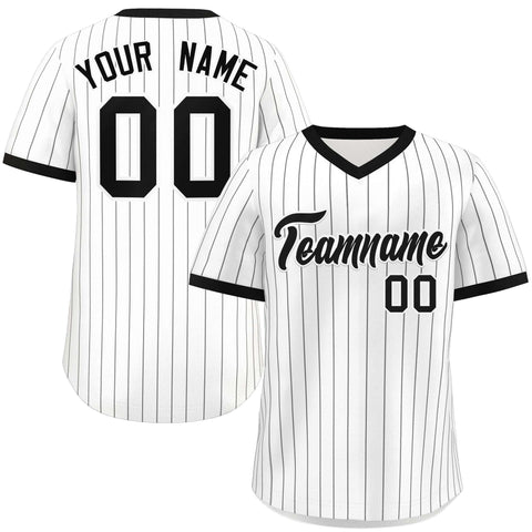 Custom White Black Stripe Fashion Authentic Pullover Baseball Jersey