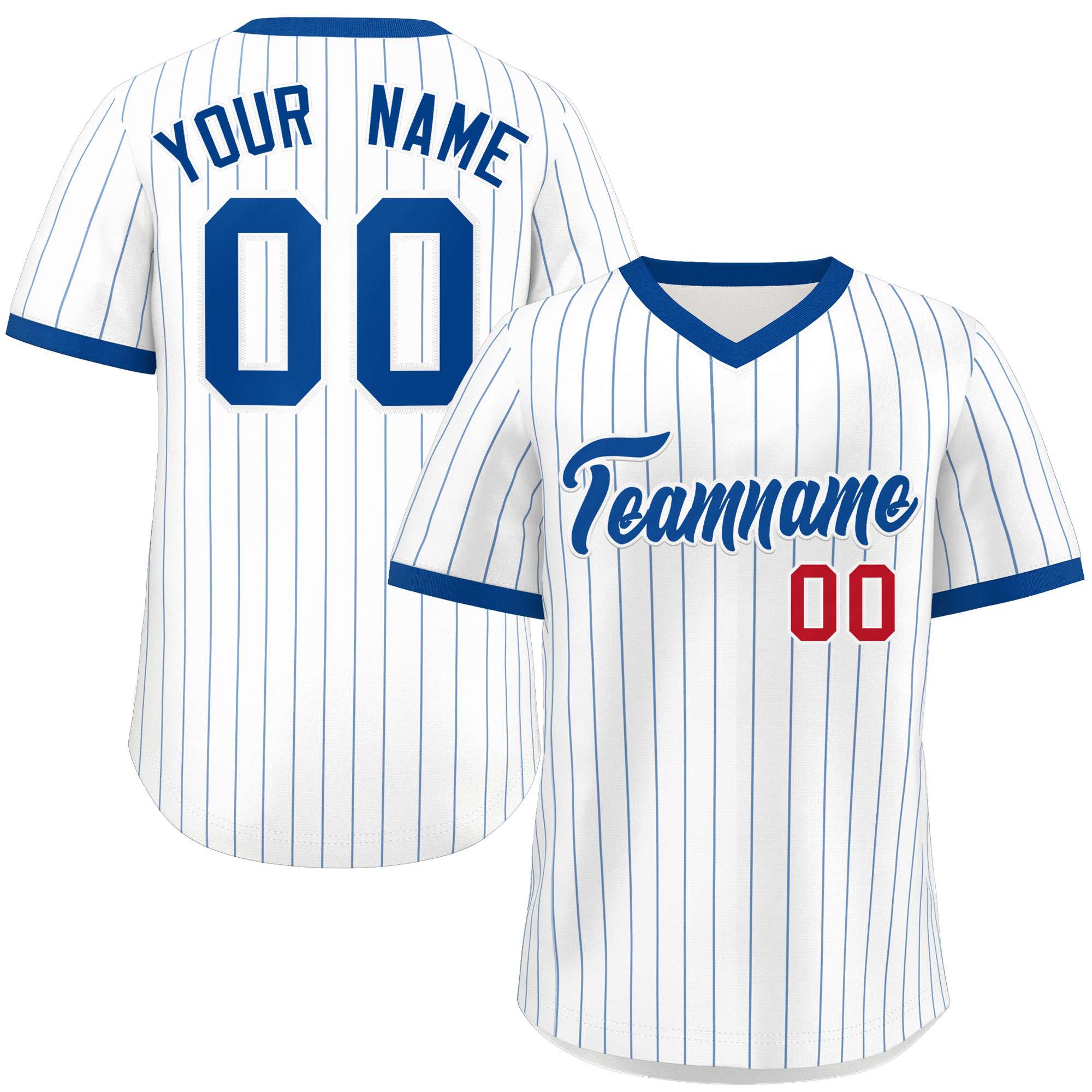 Custom White Royal Stripe Fashion Authentic Pullover Baseball Jersey