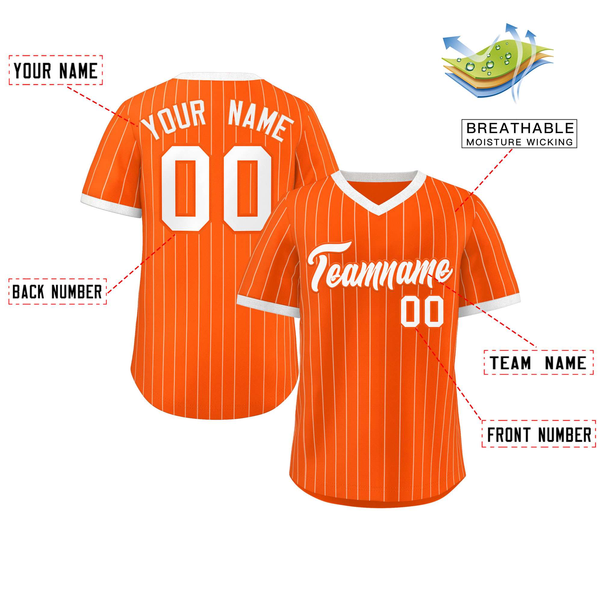 Custom Orange White Stripe Fashion Authentic Pullover Baseball Jersey