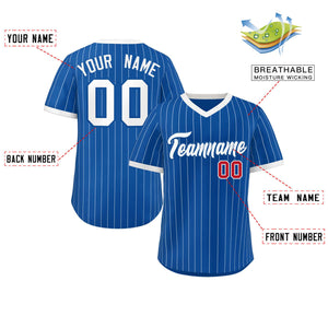 Custom Royal White Stripe Fashion Authentic Pullover Baseball Jersey