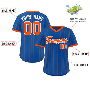 Custom Royal Orange Stripe Fashion Authentic Pullover Baseball Jersey