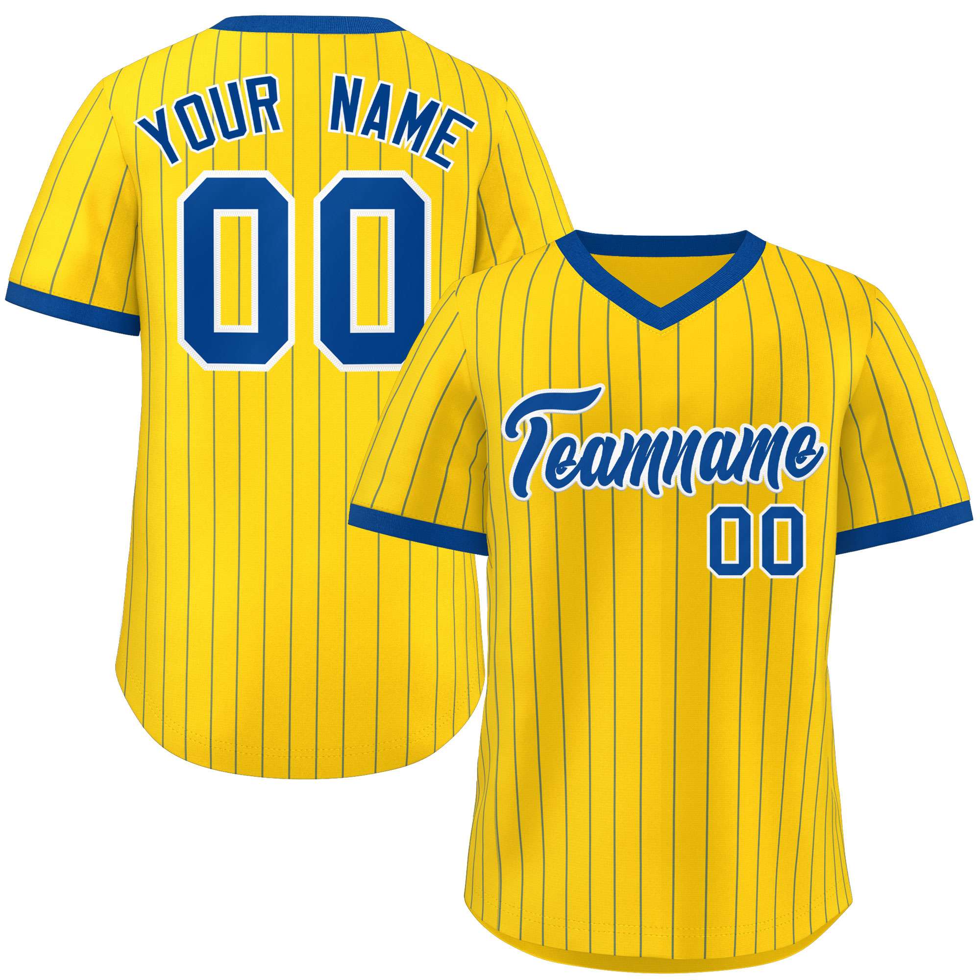 Custom Gold Royal Stripe Fashion Authentic Pullover Baseball Jersey