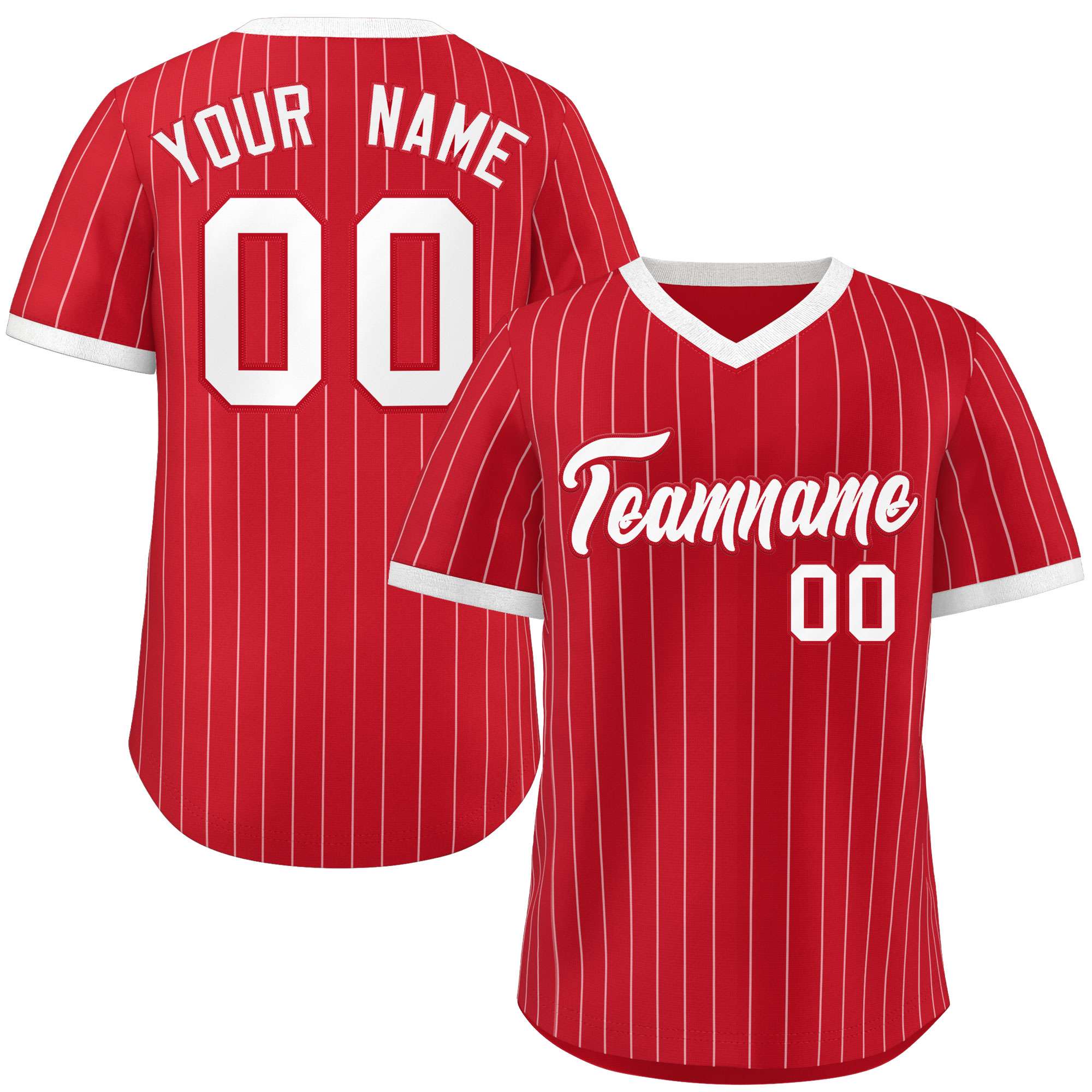 Custom Red White Stripe Fashion Authentic Pullover Baseball Jersey