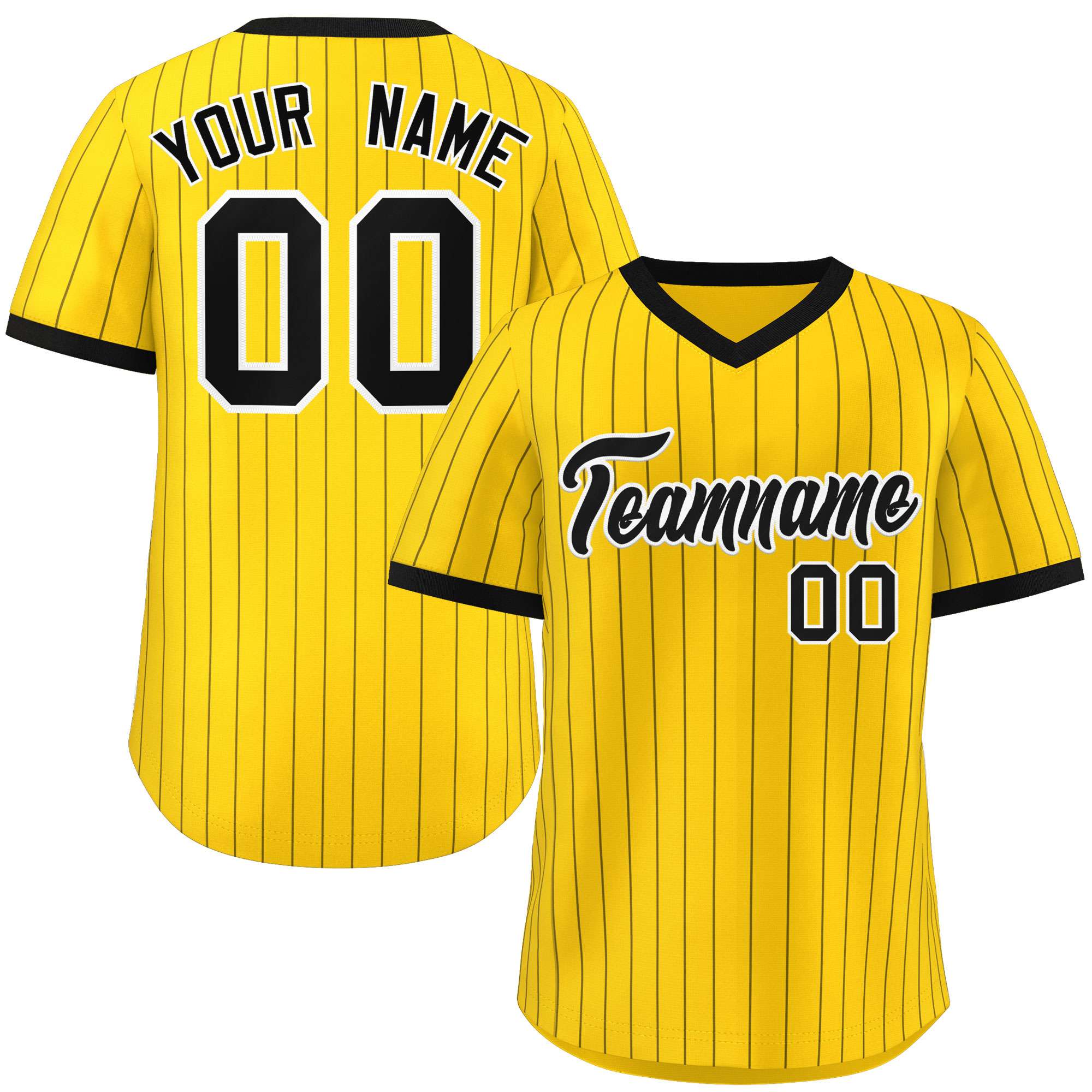 Custom Gold Black Stripe Fashion Authentic Pullover Baseball Jersey