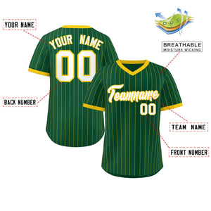 Custom Green Gold Stripe Fashion Authentic Pullover Baseball Jersey