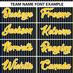 Custom Navy Gold Stripe Fashion Authentic Pullover Baseball Jersey