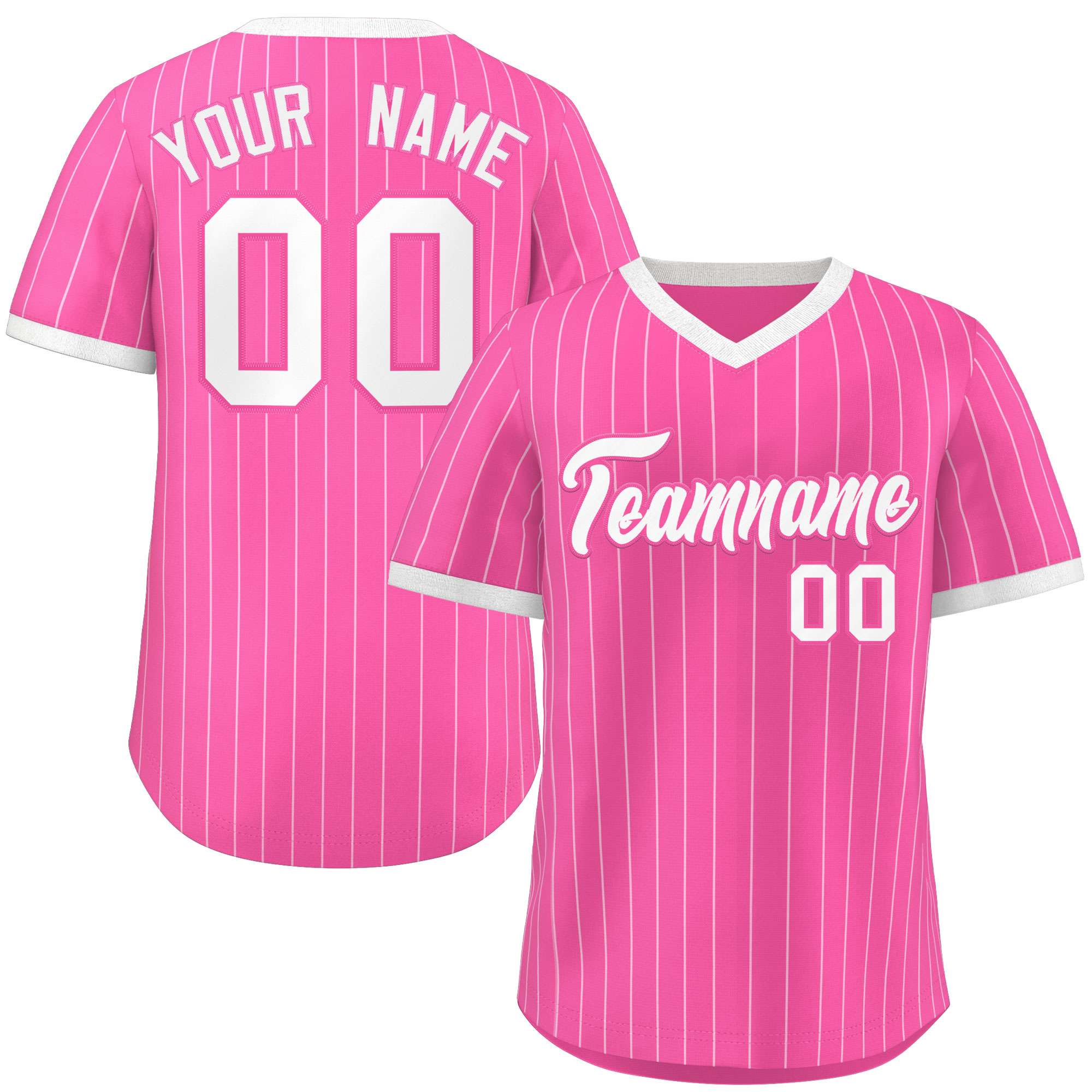 Custom Pink White Stripe Fashion Authentic Pullover Baseball Jersey