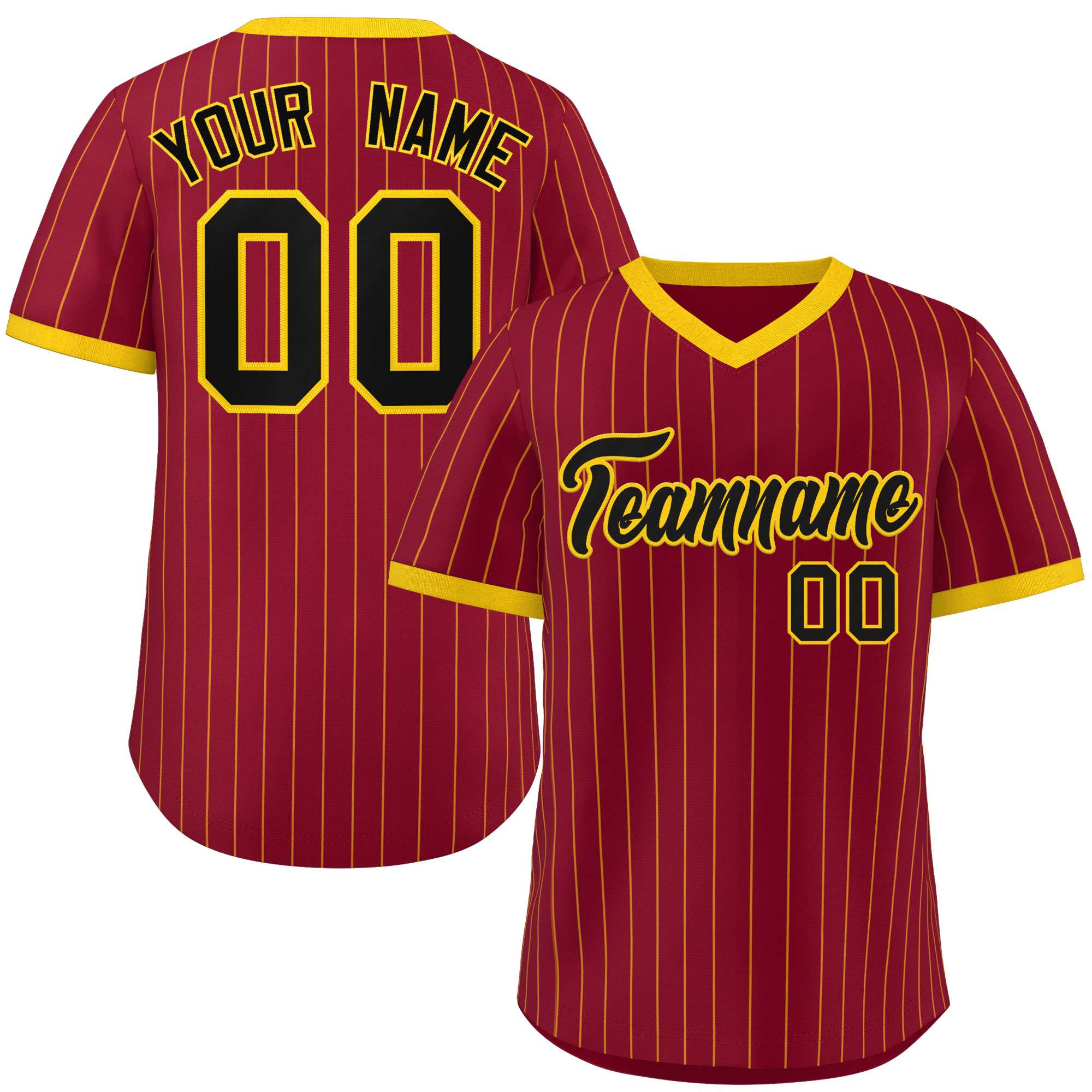 Custom Crimson Gold Stripe Fashion Authentic Pullover Baseball Jersey