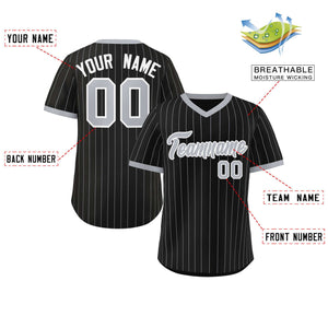 Custom Black Gray Stripe Fashion Authentic Pullover Baseball Jersey