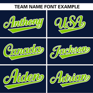 Custom Navy Neon Green Raglan Sleeves Side Spot Authentic Pullover Baseball Jersey