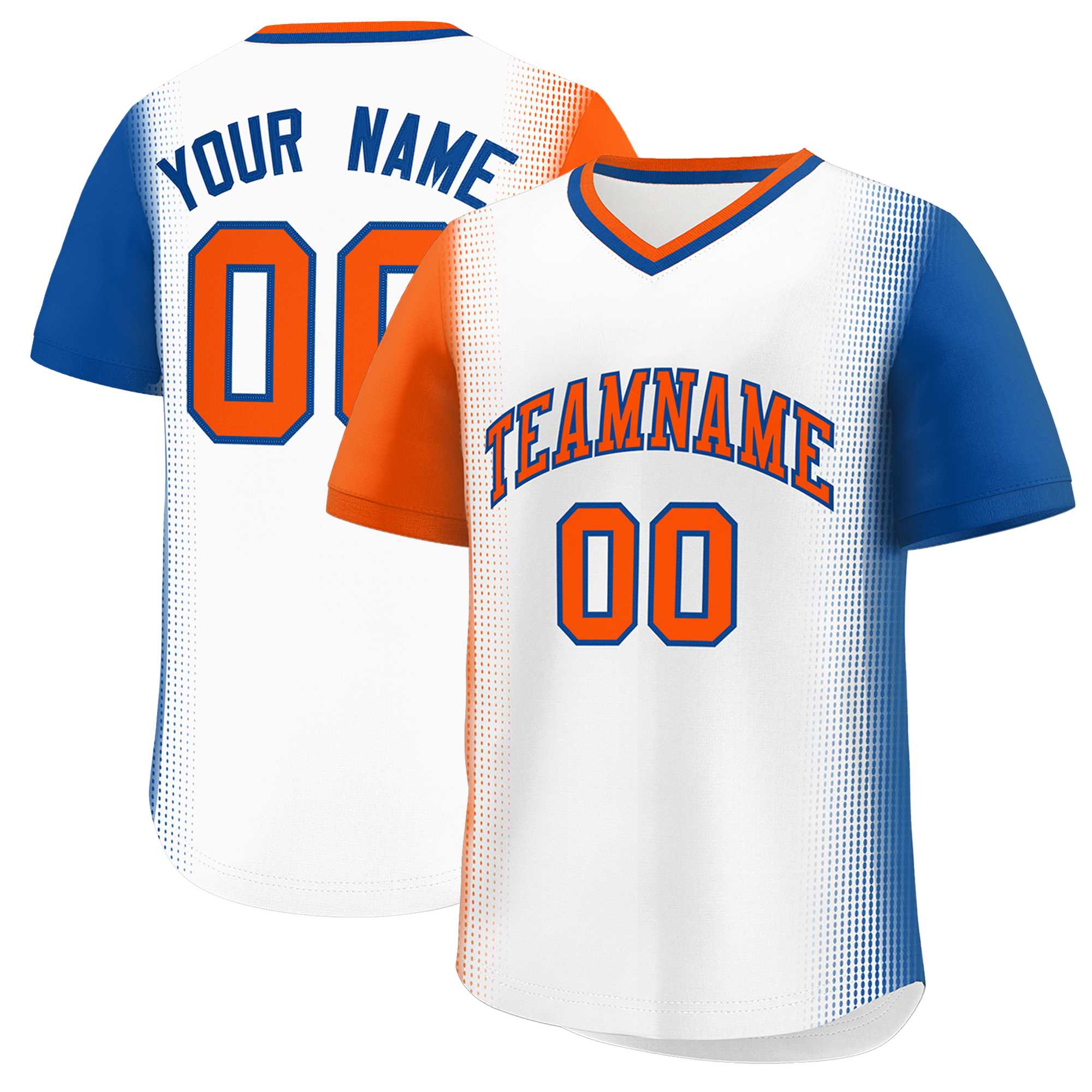 Custom White Orange-Royal Personalized Raglan Sleeves Authentic Baseball Jersey