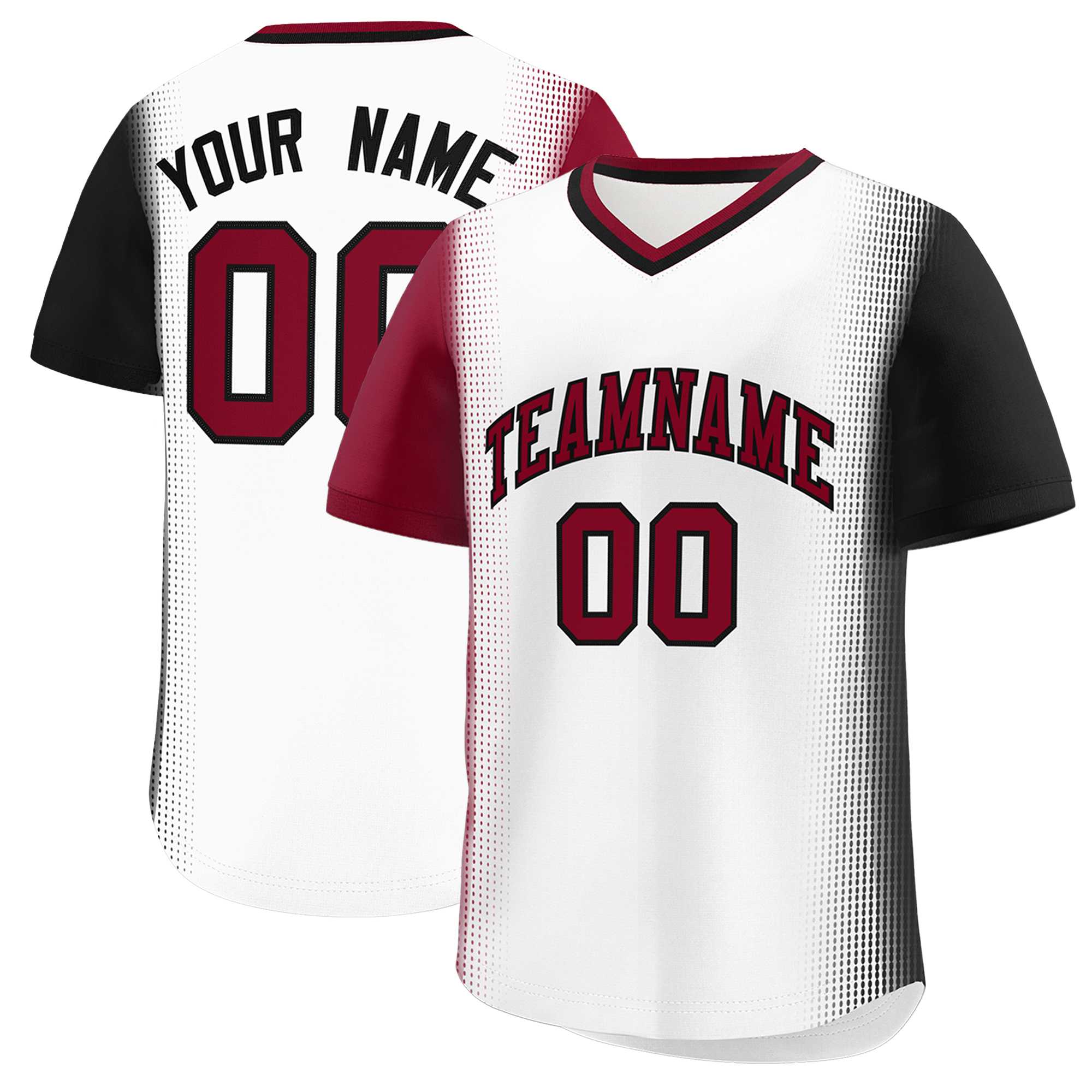 Custom White Crimson-Black Personalized Raglan Sleeves Authentic Baseball Jersey