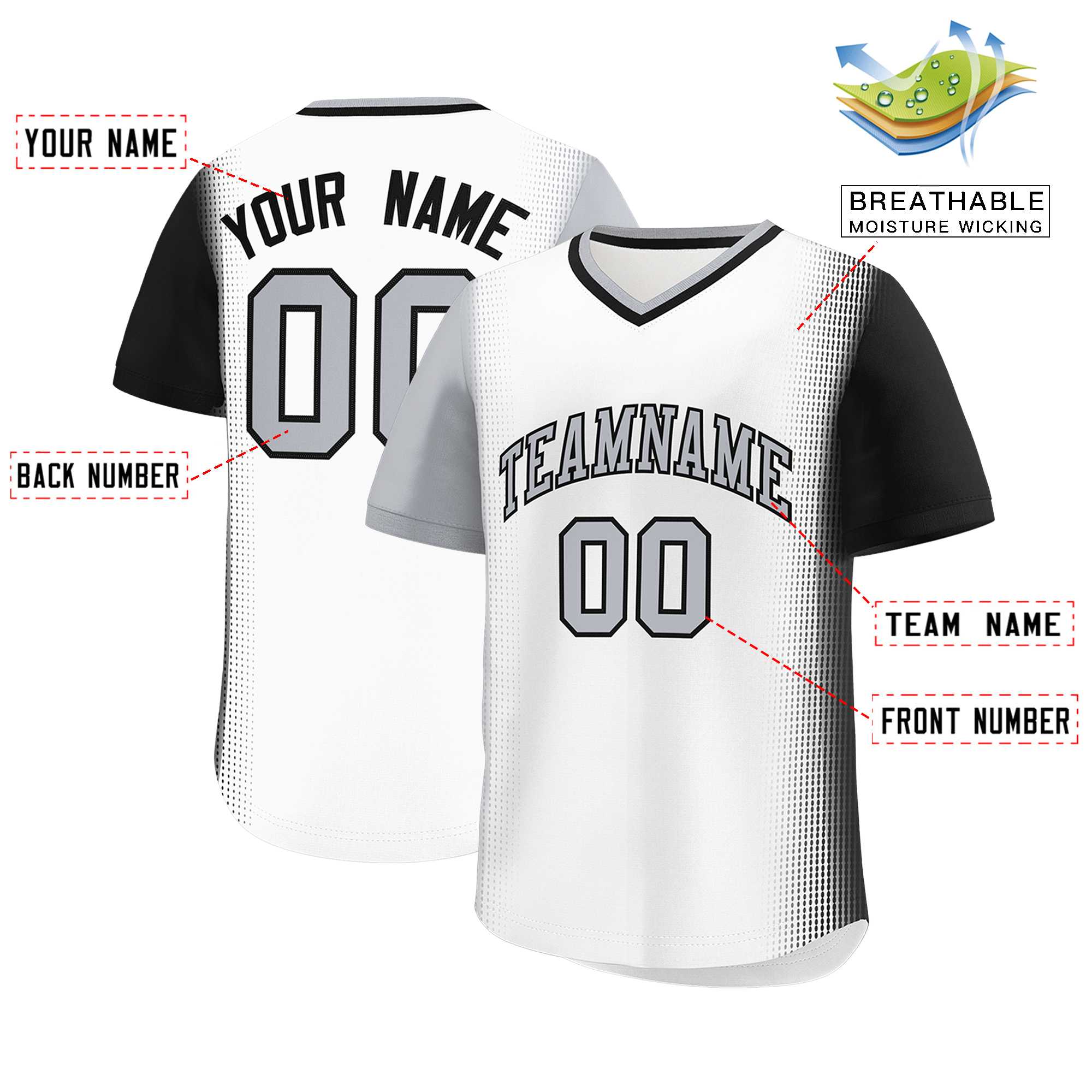 Custom White Gray-Black Personalized Raglan Sleeves Authentic Baseball Jersey