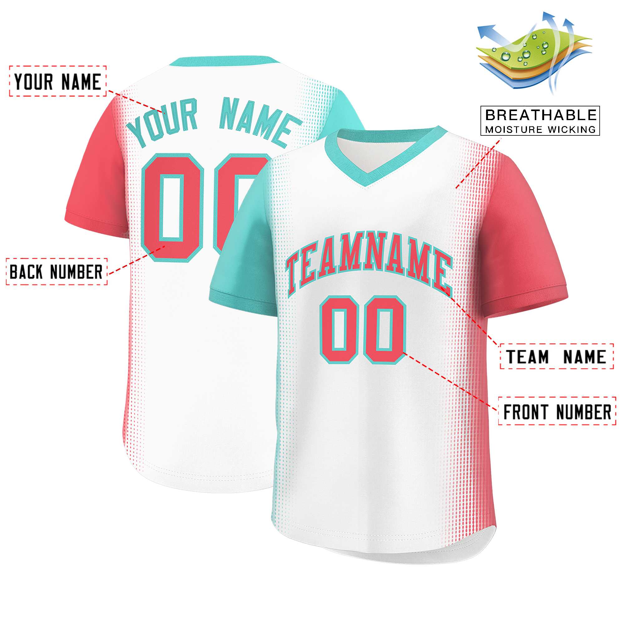 Custom White Bright Green-Light Red Personalized Raglan Sleeves Authentic Baseball Jersey