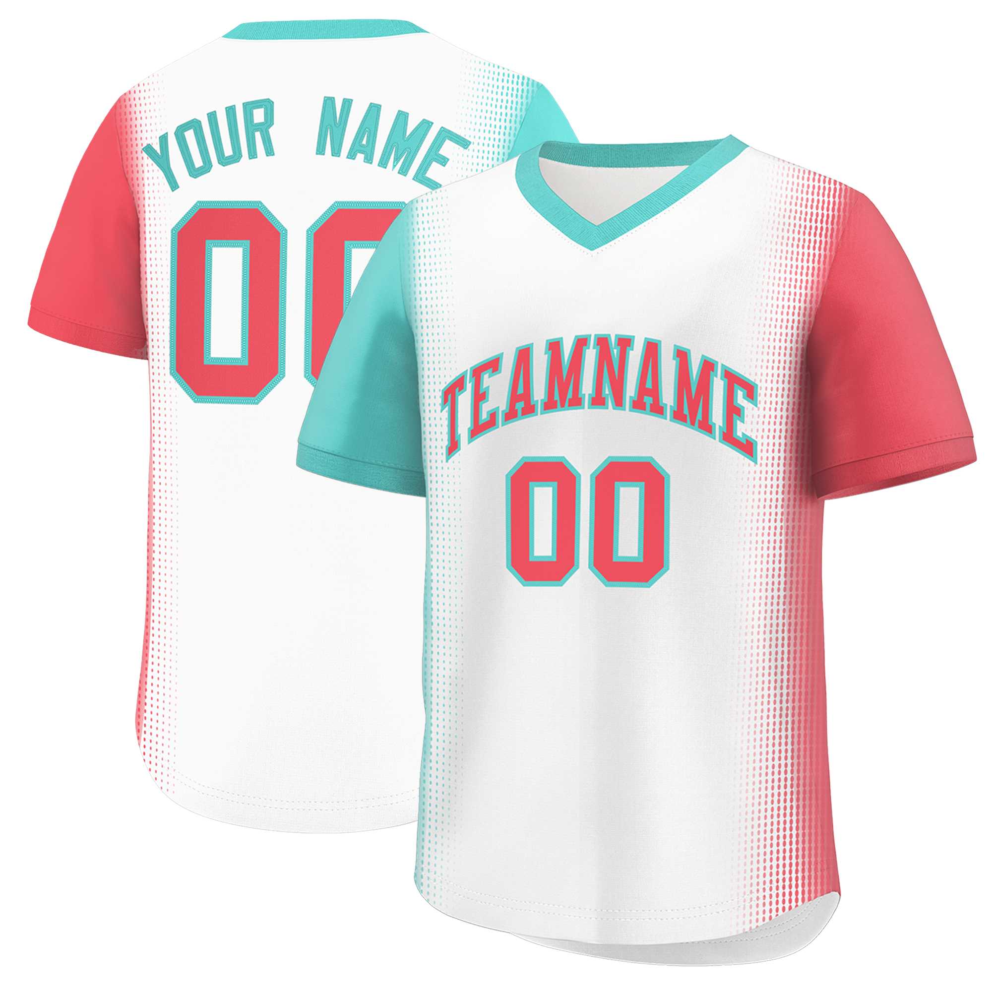 Custom White Bright Green-Light Red Personalized Raglan Sleeves Authentic Baseball Jersey