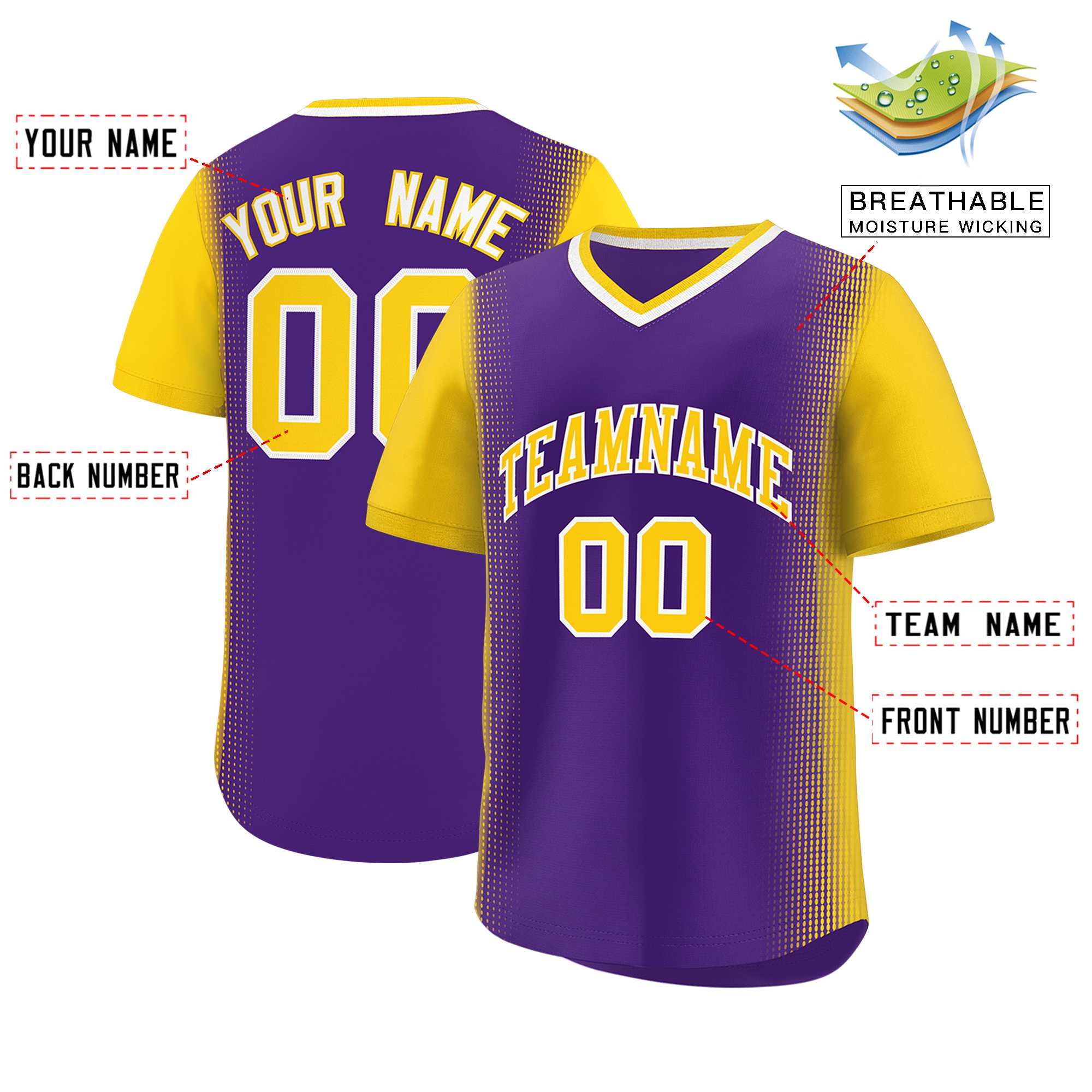 Custom Purple Gold Personalized Raglan Sleeves Authentic Baseball Jersey