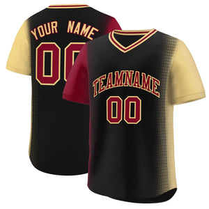 Custom Black Crimson-Khaki Personalized Raglan Sleeves Authentic Baseball Jersey