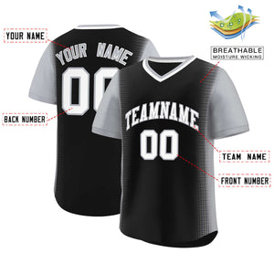 Custom Black Gray Personalized Raglan Sleeves Authentic Baseball Jersey