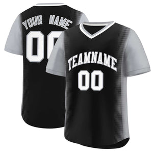 Custom Black Gray Personalized Raglan Sleeves Authentic Baseball Jersey