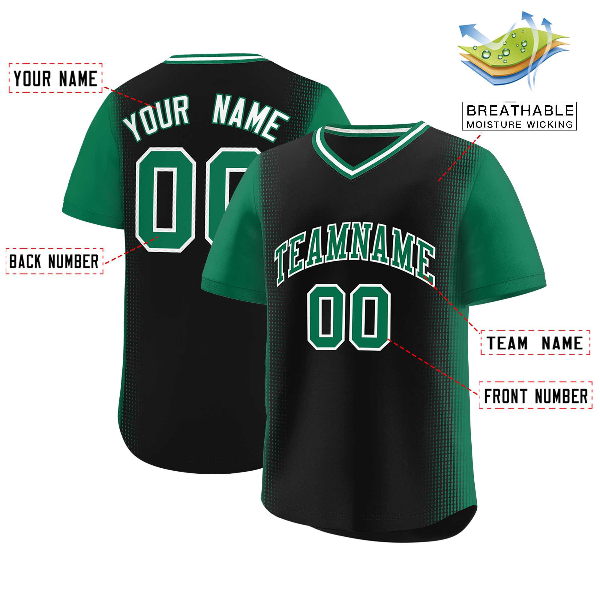 Custom Black Kelly Green Personalized Raglan Sleeves Authentic Baseball Jersey