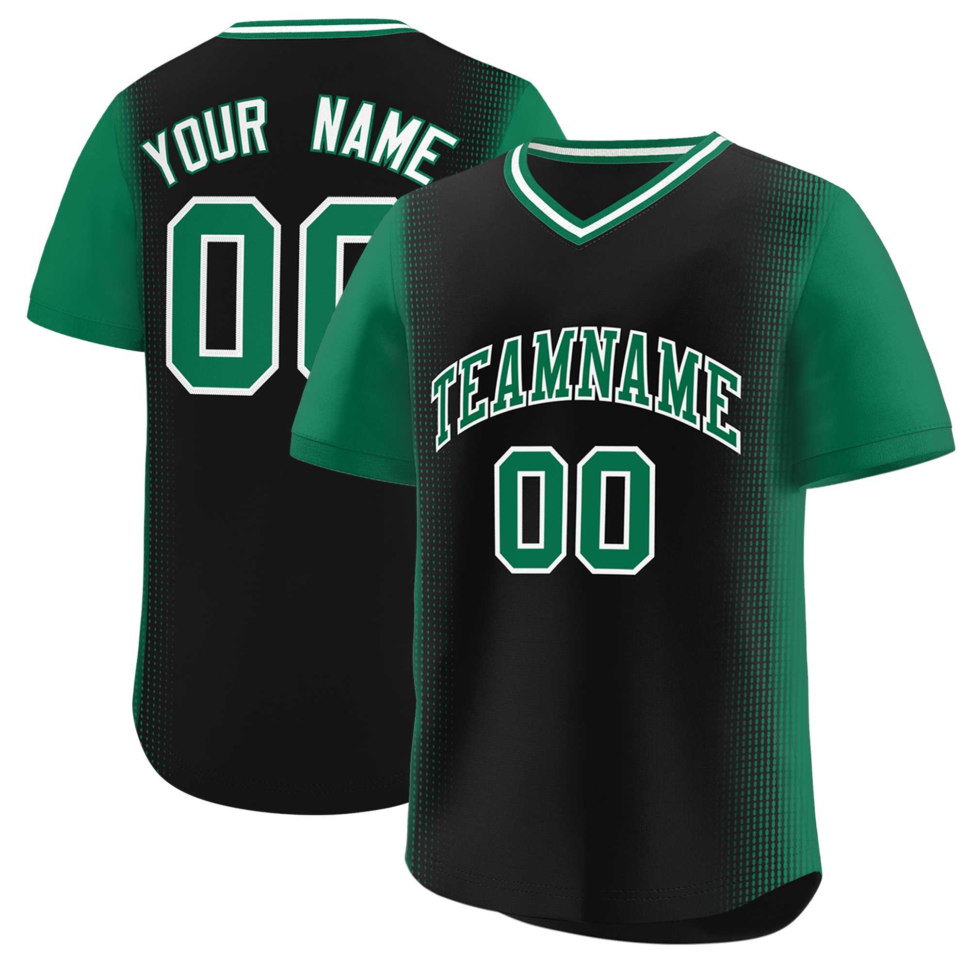 Custom Black Kelly Green Personalized Raglan Sleeves Authentic Baseball Jersey