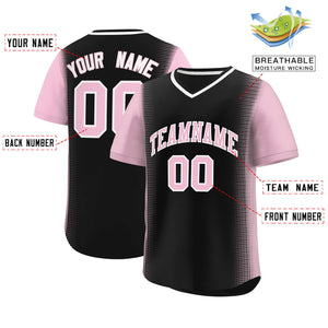 Custom Black Light Pink Personalized Raglan Sleeves Authentic Baseball Jersey