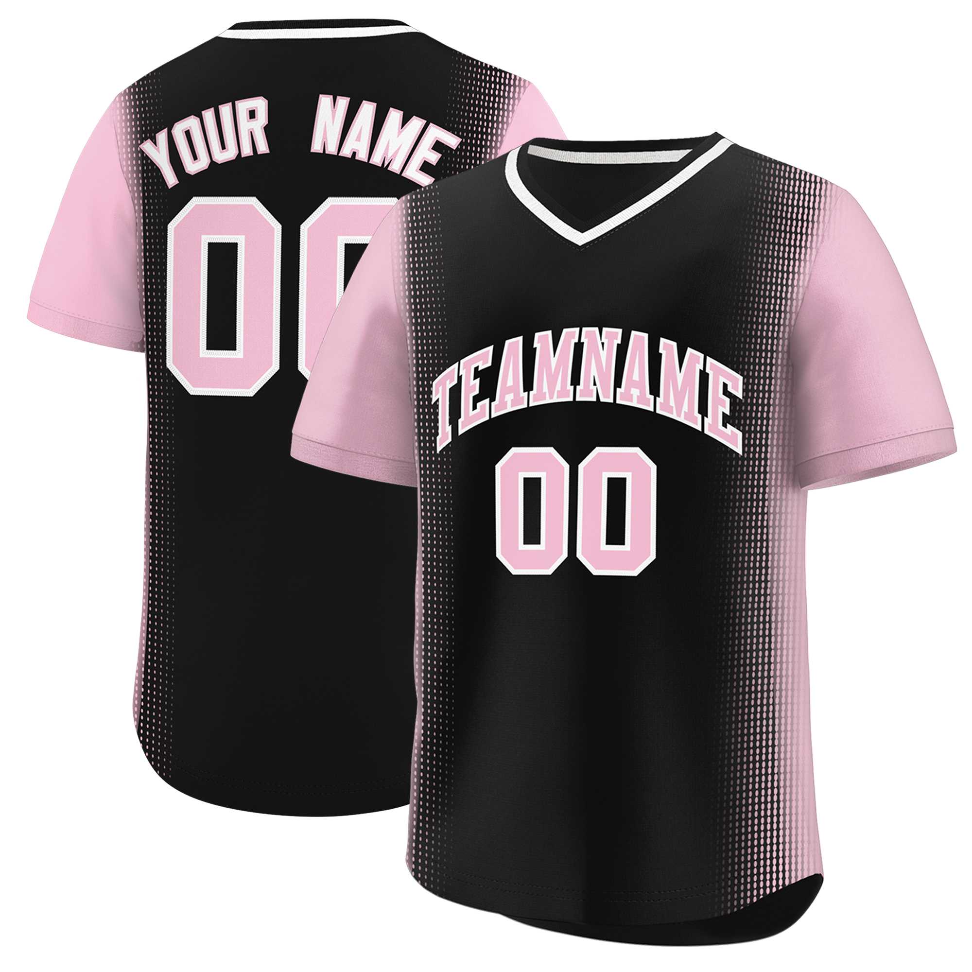 Custom Black Light Pink Personalized Raglan Sleeves Authentic Baseball Jersey