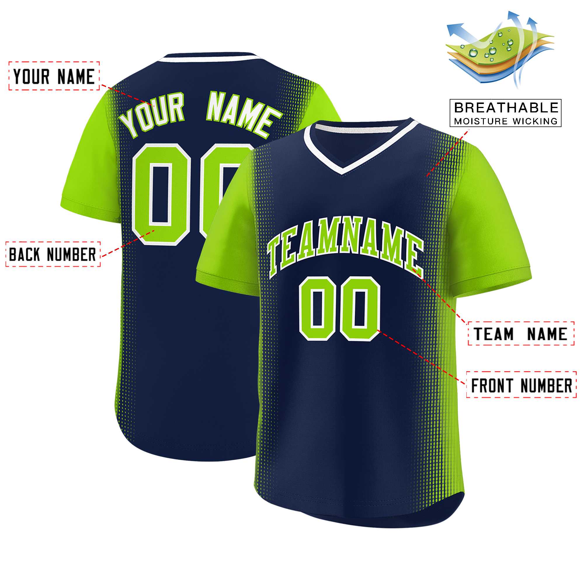 Custom Navy Neon Green Personalized Raglan Sleeves Authentic Baseball Jersey