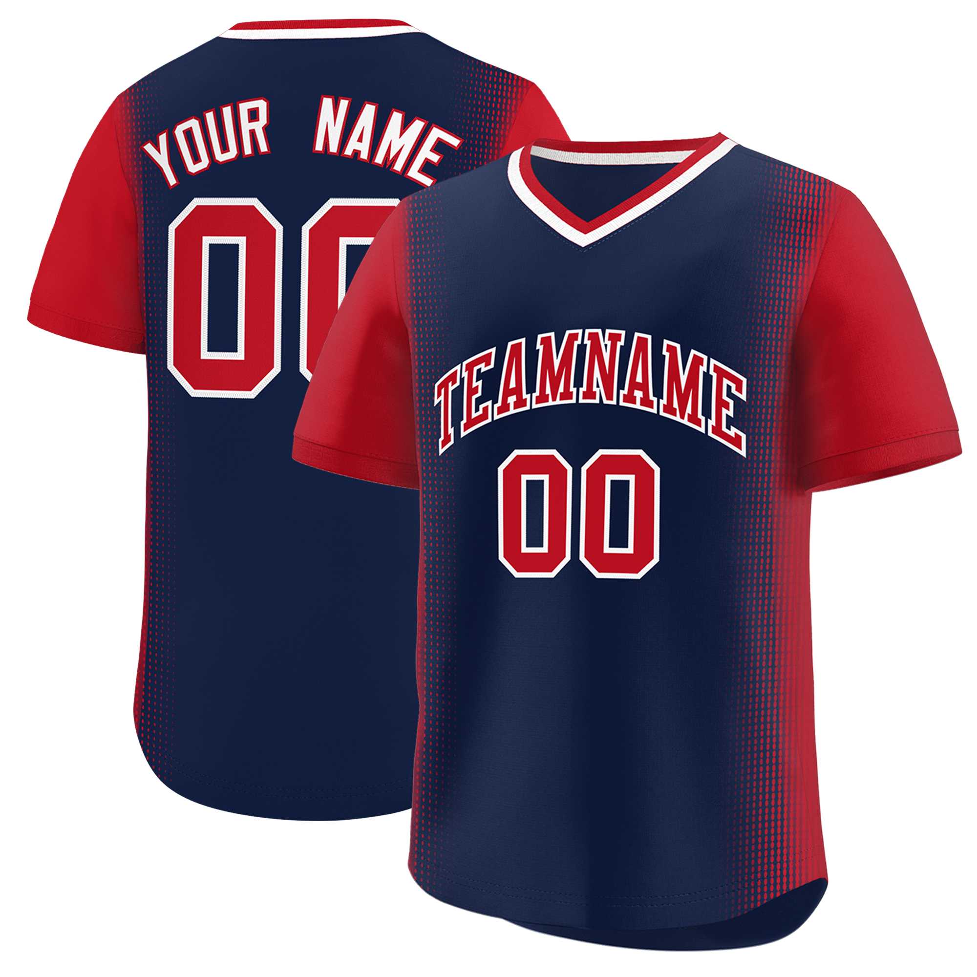 Custom Navy Red Personalized Raglan Sleeves Authentic Baseball Jersey