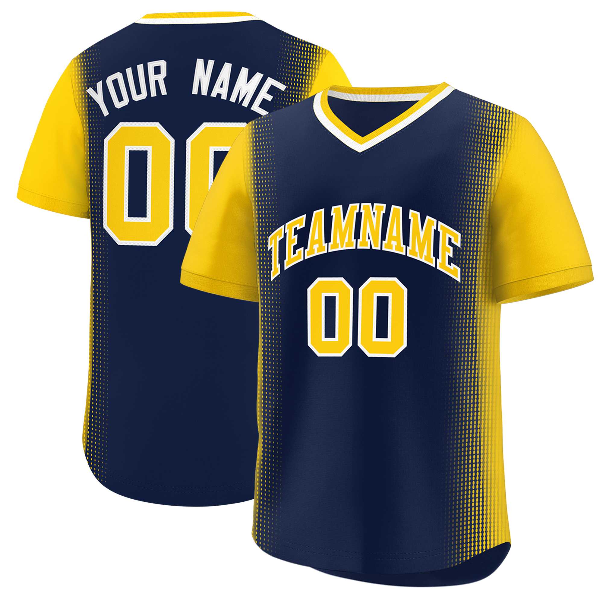 Custom Navy Gold Personalized Raglan Sleeves Authentic Baseball Jersey