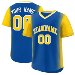 Custom Royal Gold Personalized Raglan Sleeves Authentic Baseball Jersey