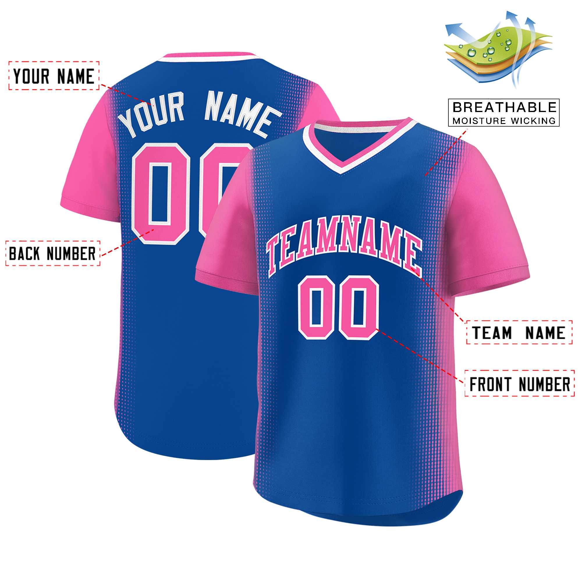 Custom Royal Pink Personalized Raglan Sleeves Authentic Baseball Jersey