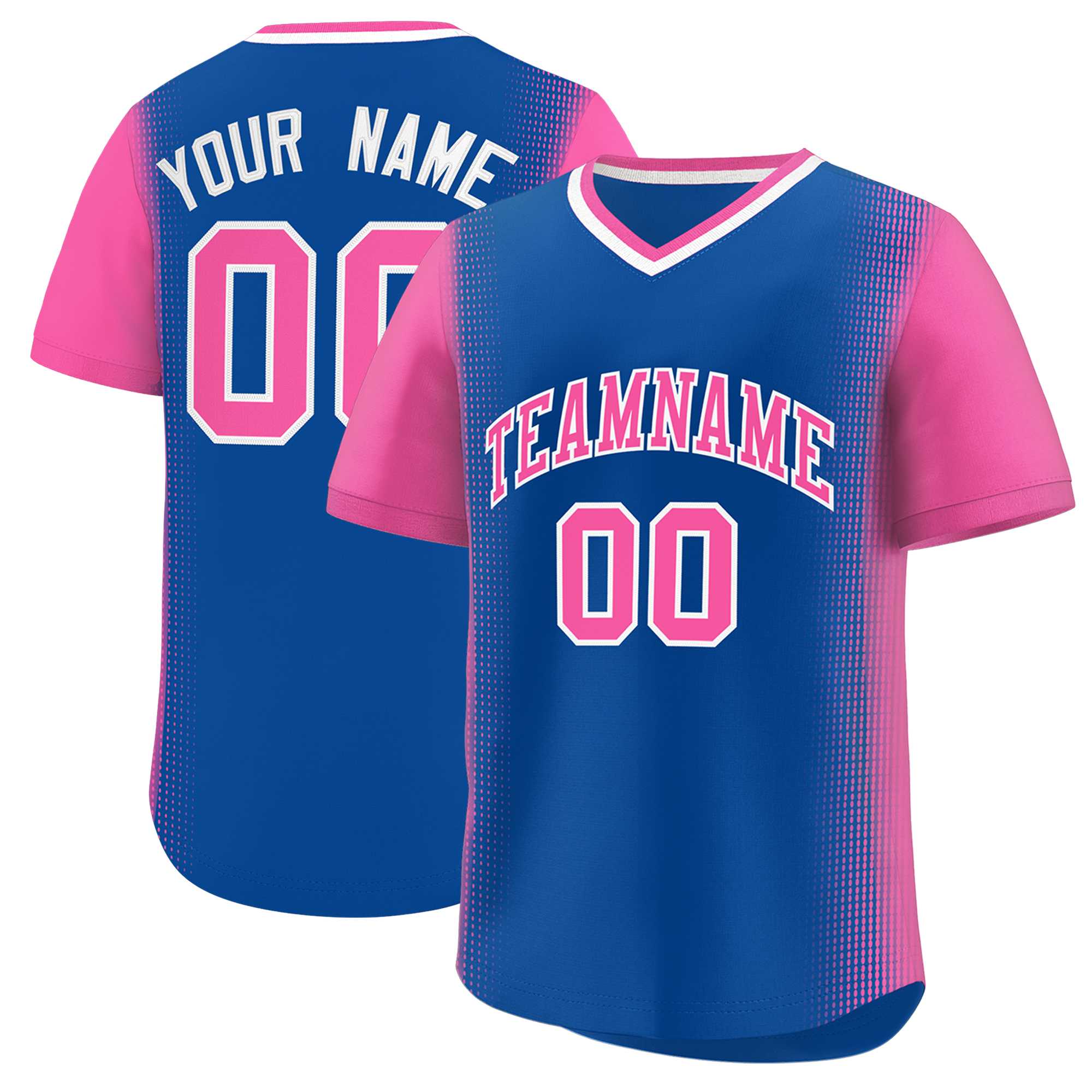 Custom Royal Pink Personalized Raglan Sleeves Authentic Baseball Jersey