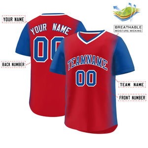 Custom Red Royal Personalized Raglan Sleeves Authentic Baseball Jersey