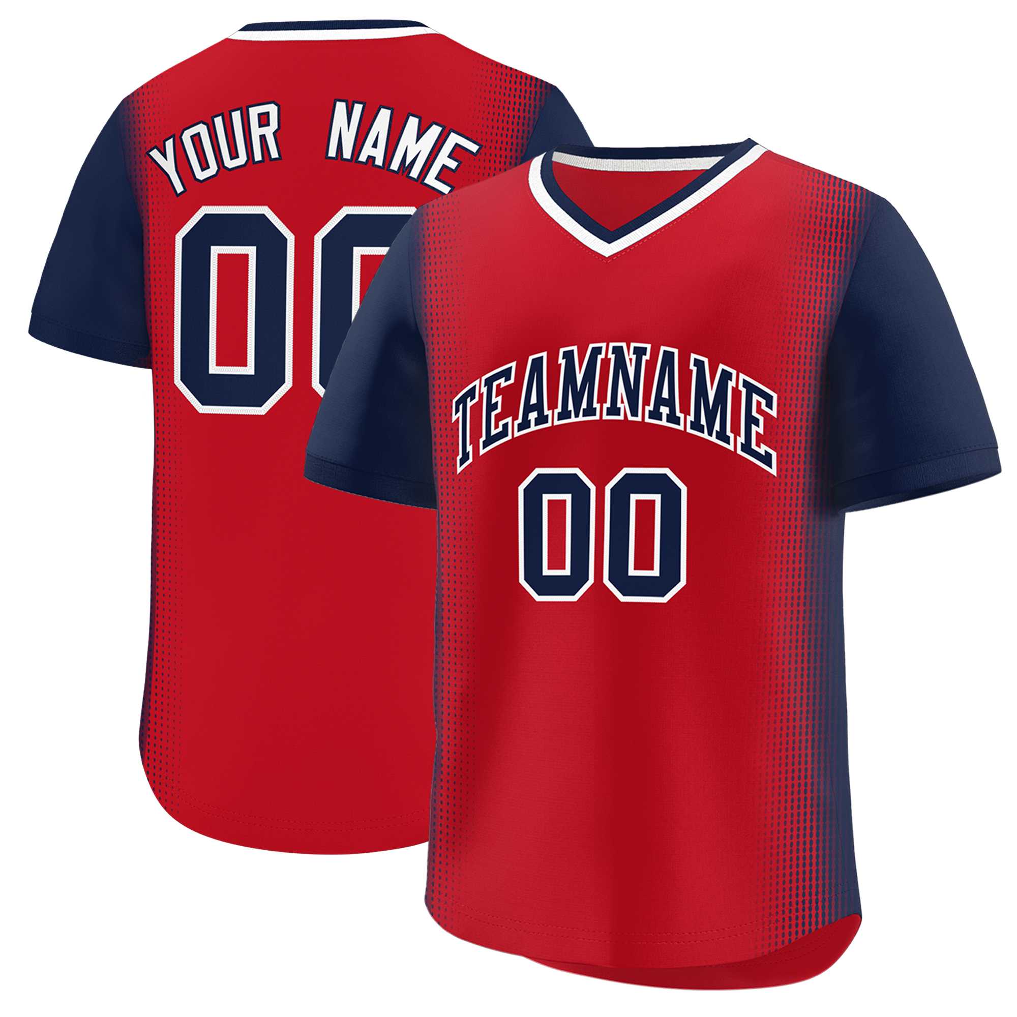 Custom Red Navy Personalized Raglan Sleeves Authentic Baseball Jersey