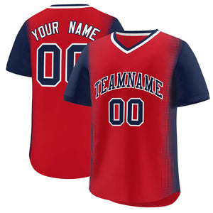 Custom Red Navy Personalized Raglan Sleeves Authentic Baseball Jersey