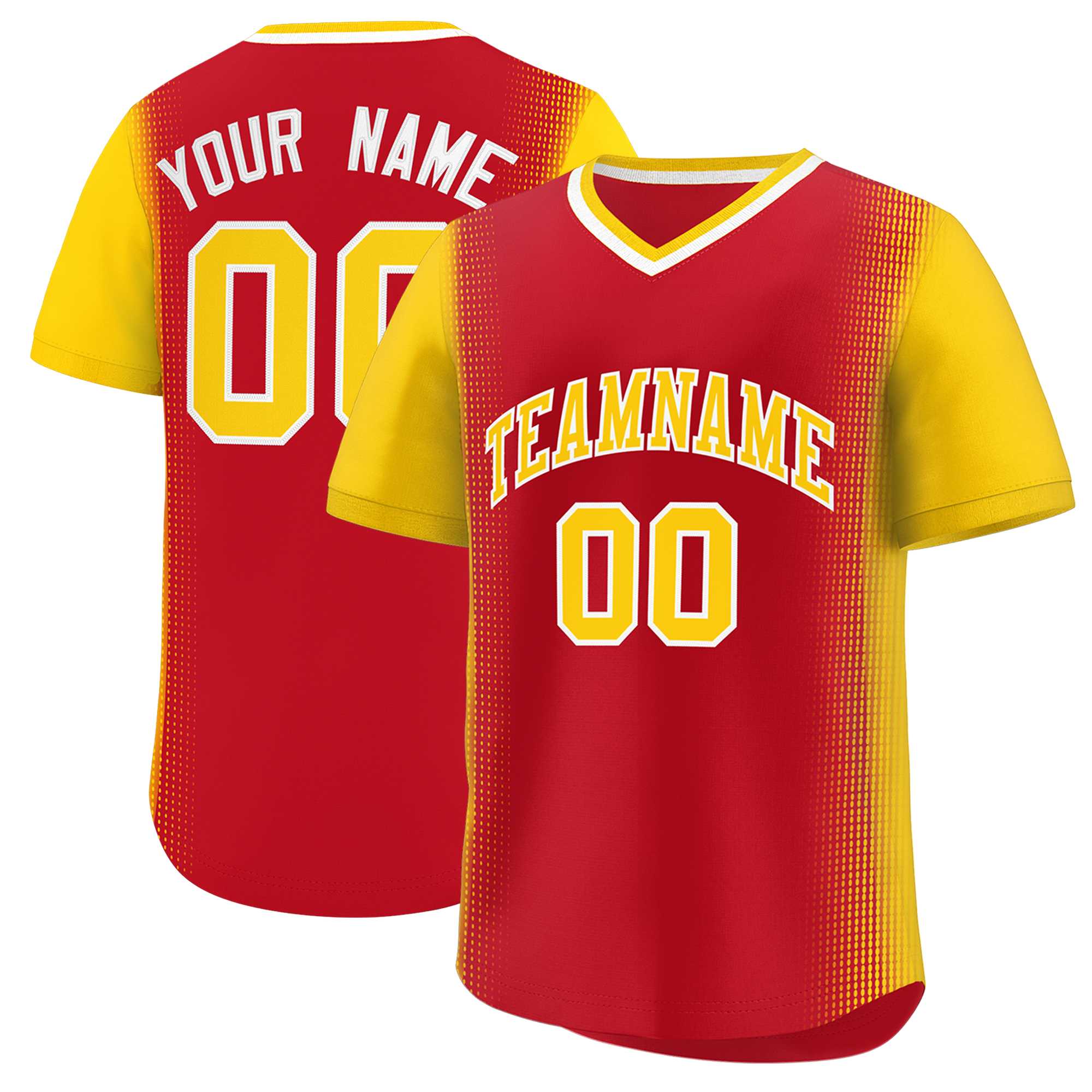 Custom Red Gold Personalized Raglan Sleeves Authentic Baseball Jersey