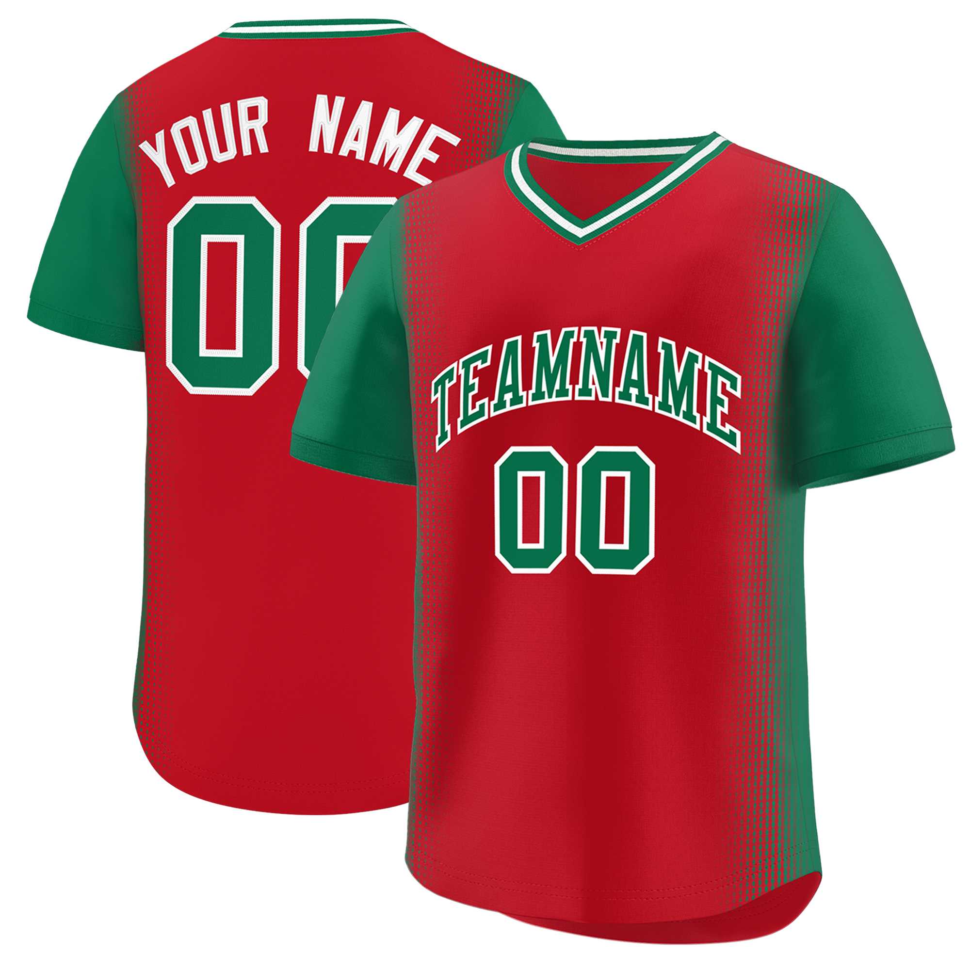 Custom Red Kelly Green Personalized Raglan Sleeves Authentic Baseball Jersey