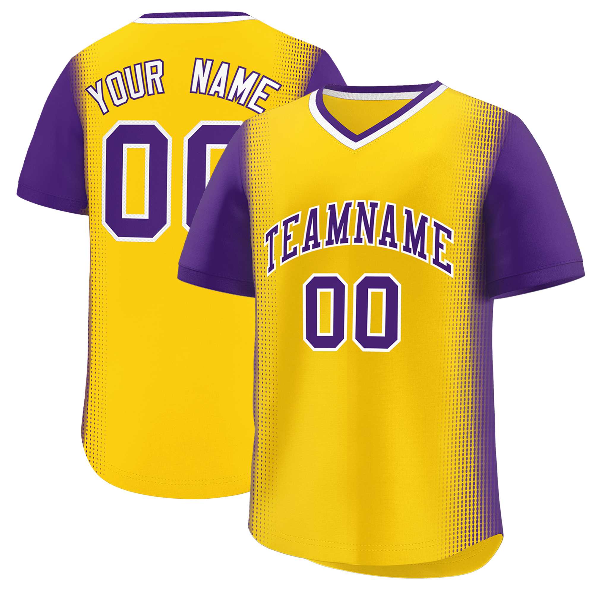 Custom Gold Purple Personalized Raglan Sleeves Authentic Baseball Jersey