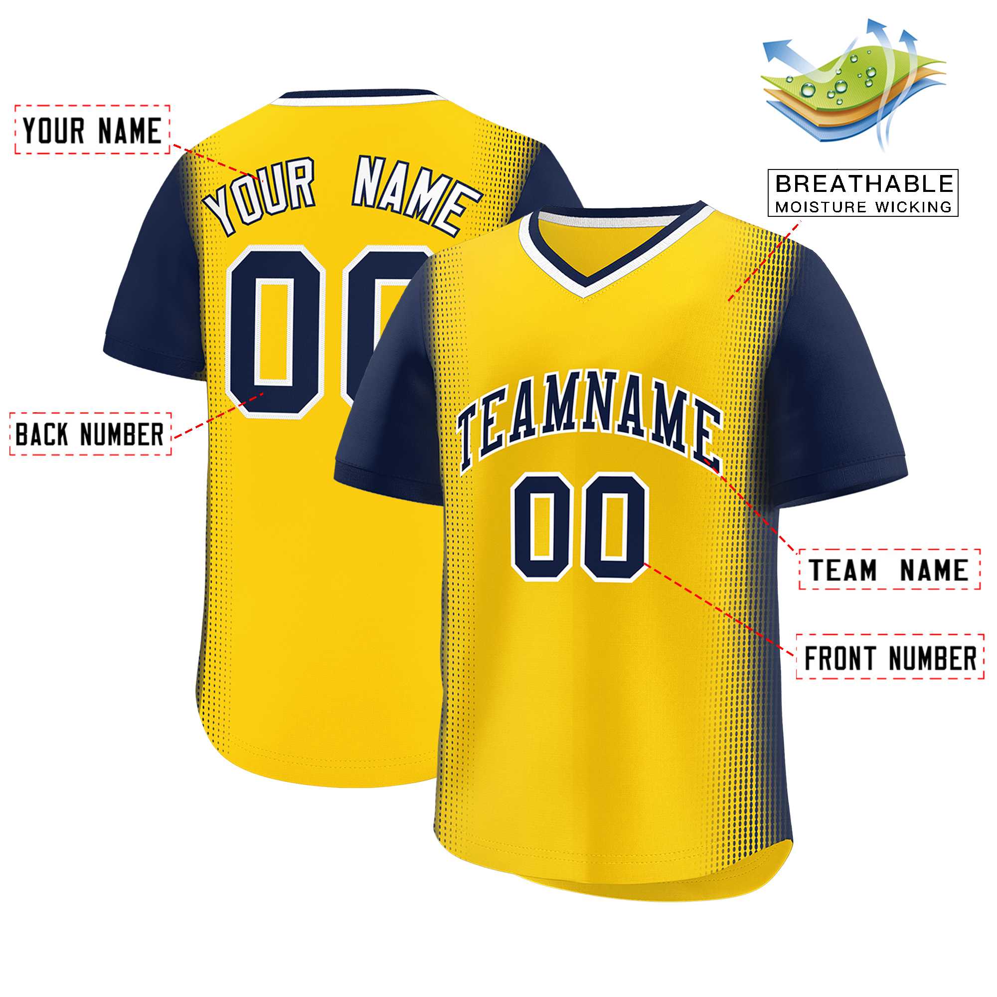 Custom Gold Navy Personalized Raglan Sleeves Authentic Baseball Jersey