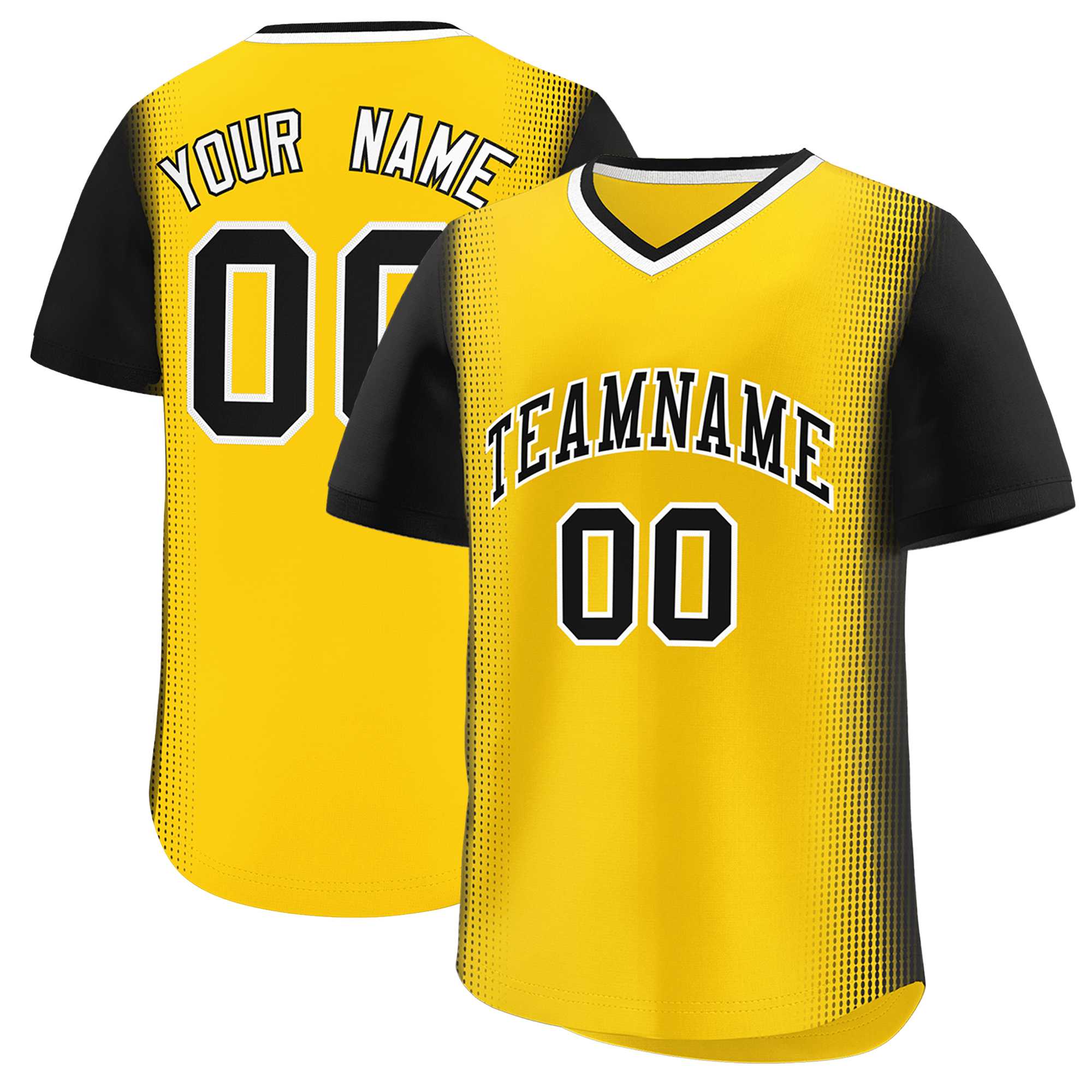 Custom Gold Black Personalized Raglan Sleeves Authentic Baseball Jersey