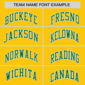 Custom Gold Kelly Green Personalized Raglan Sleeves Authentic Baseball Jersey