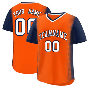 Custom Orange Navy Personalized Raglan Sleeves Authentic Baseball Jersey