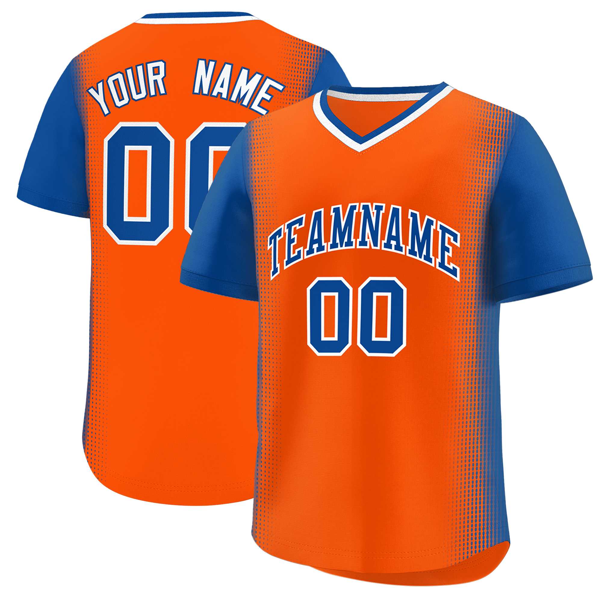 Custom Orange Royal Personalized Raglan Sleeves Authentic Baseball Jersey