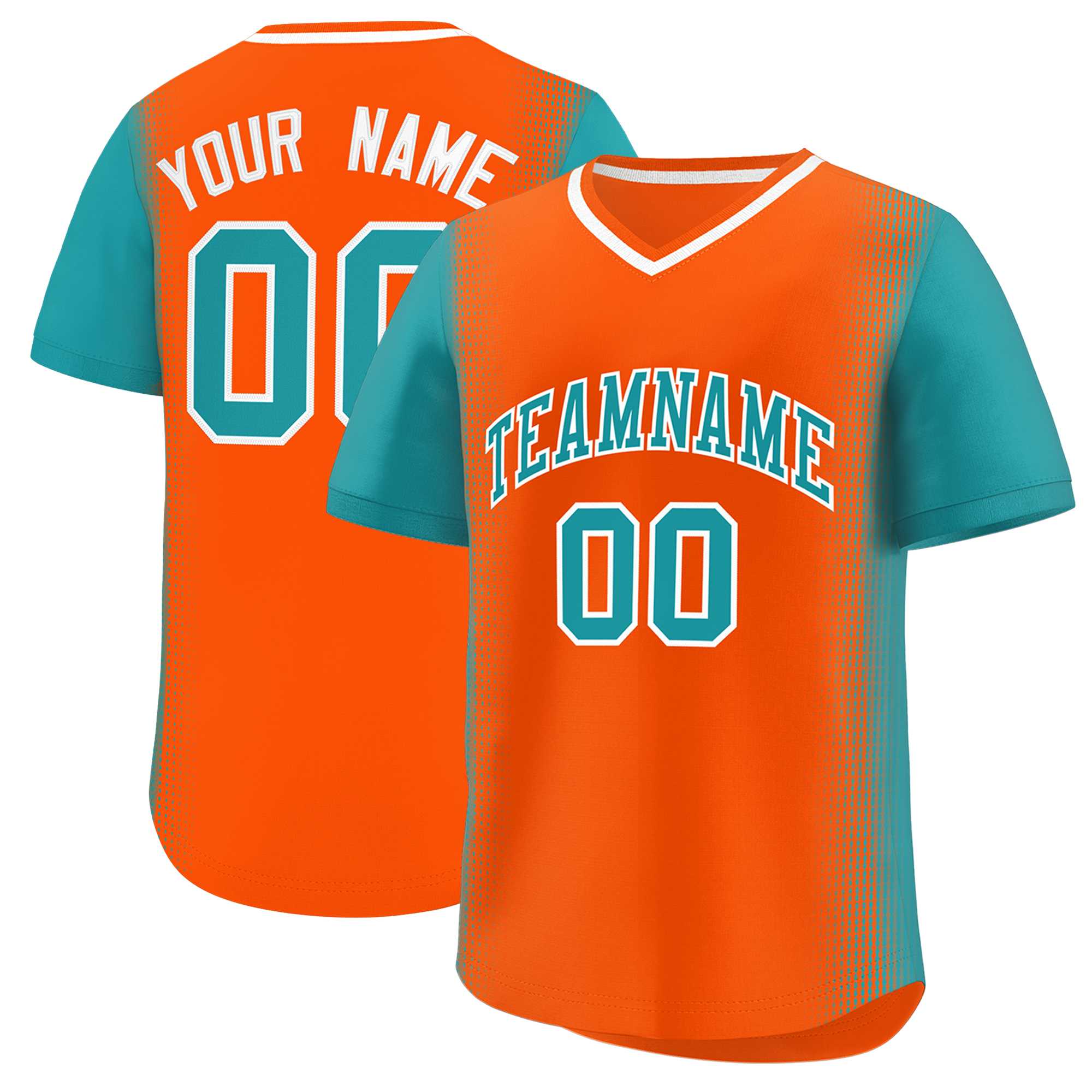 Custom Orange Aqua Personalized Raglan Sleeves Authentic Baseball Jersey