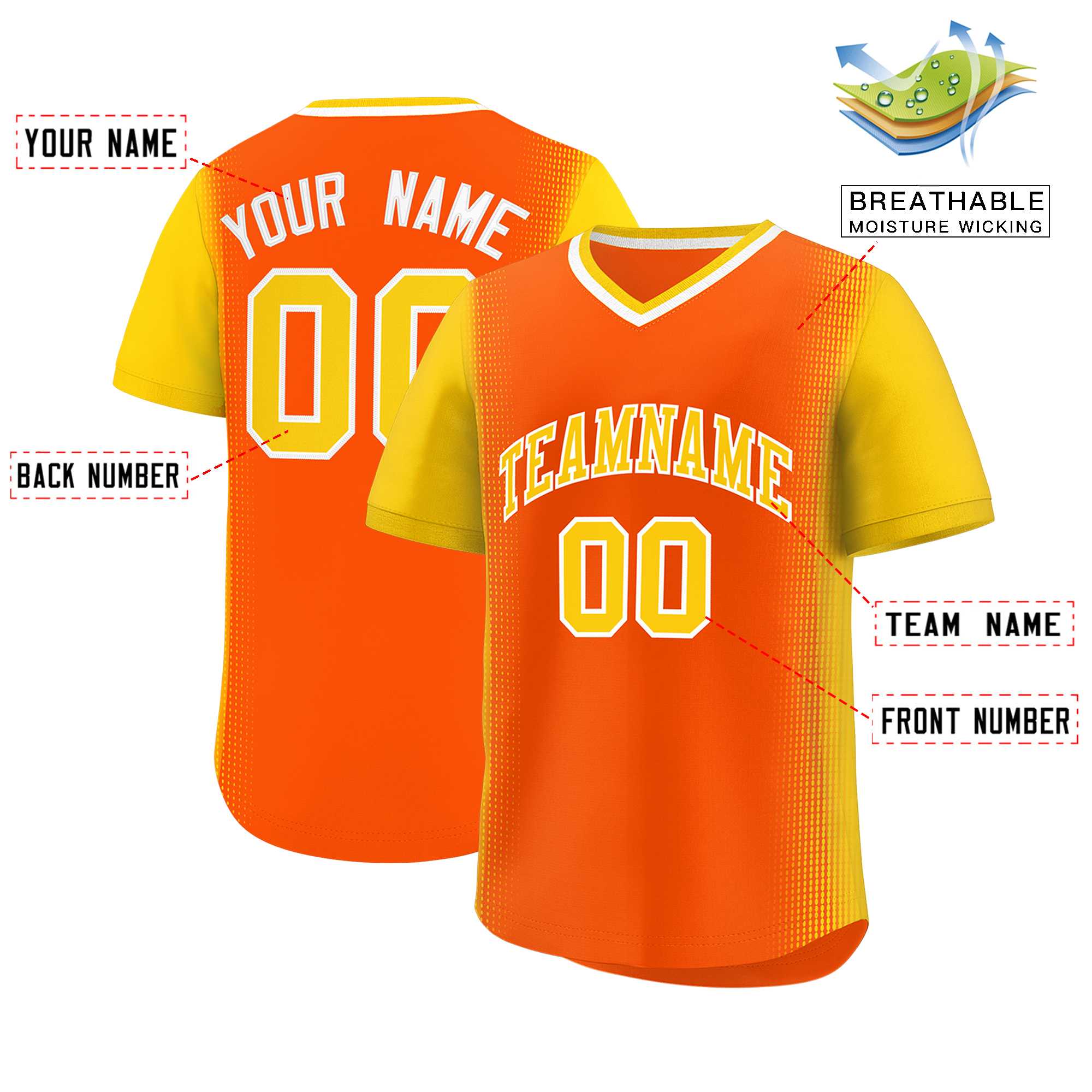 Custom Orange Gold Personalized Raglan Sleeves Authentic Baseball Jersey