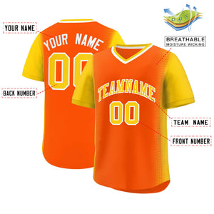 Custom Orange Gold Personalized Raglan Sleeves Authentic Baseball Jersey